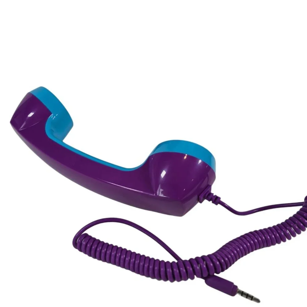 Retro Handset for Mobil Phones Blue Purple Cell Phone Accessory Plug In Receiver